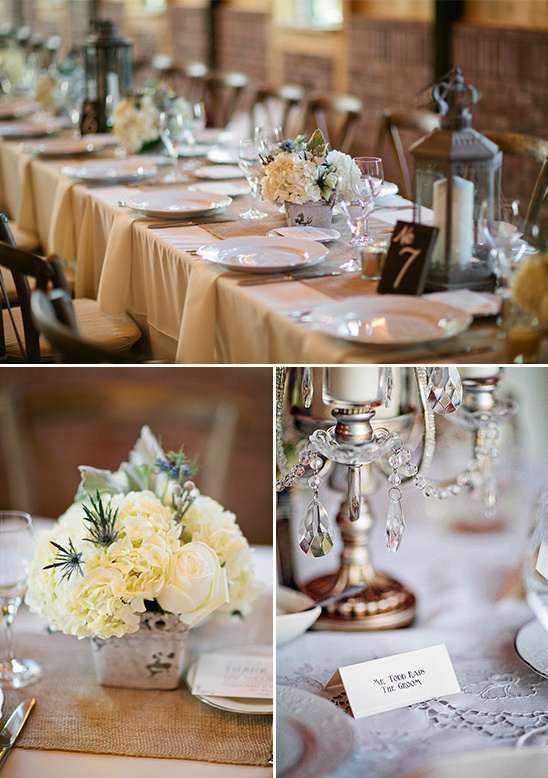 Elegant wedding reception table setting with floral arrangements