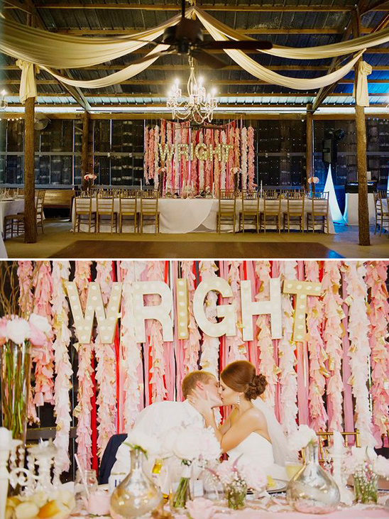 marquee and ribbon backdrop @weddingchicks