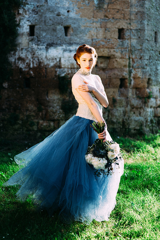 blue wedding dress by Maria Luisa Rabell @weddingchicks
