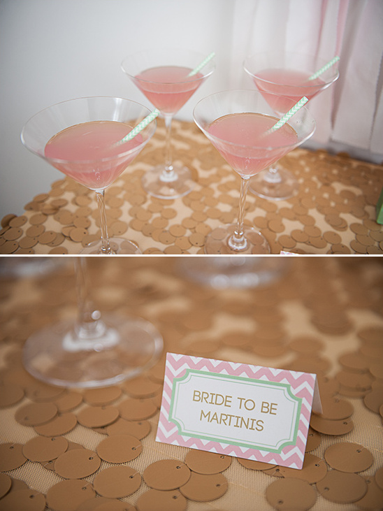 Pink martinis ready for a bride to be celebration