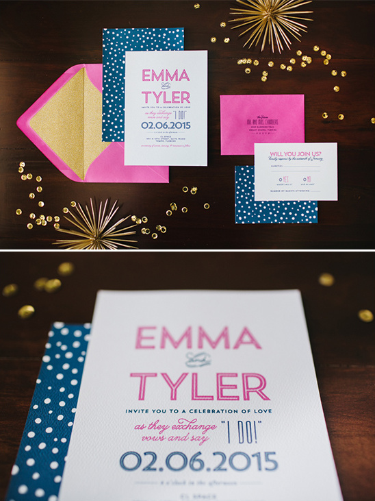 hot pink and navy wedding invitations @weddingchicks