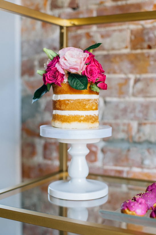 rose topped naked cake @weddingchicks