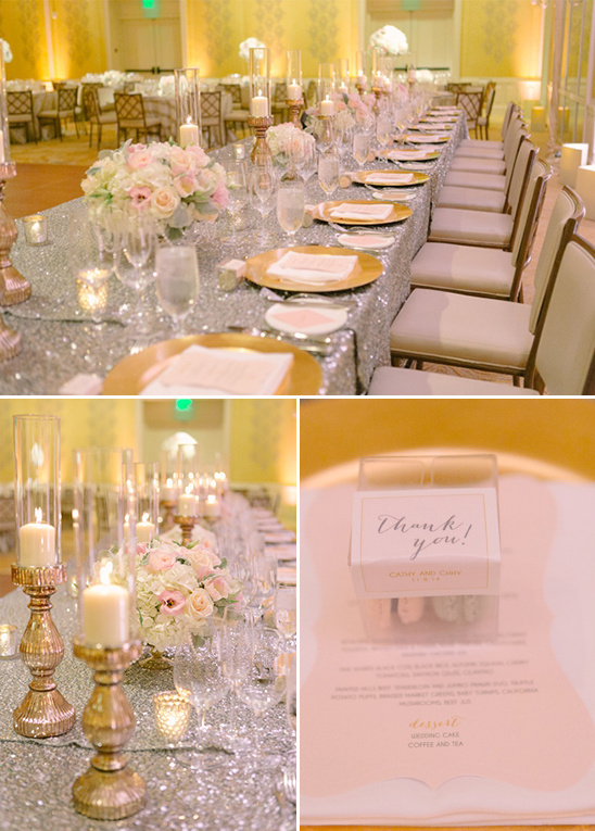 gold and silver sparkle table decor @weddingchicks