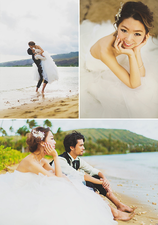 hawaiian beach bride and groom @weddingchicks