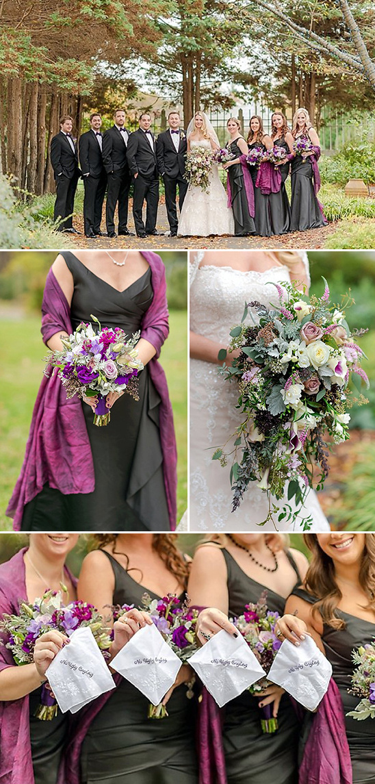 black and deep purple wedding party @weddingchicks