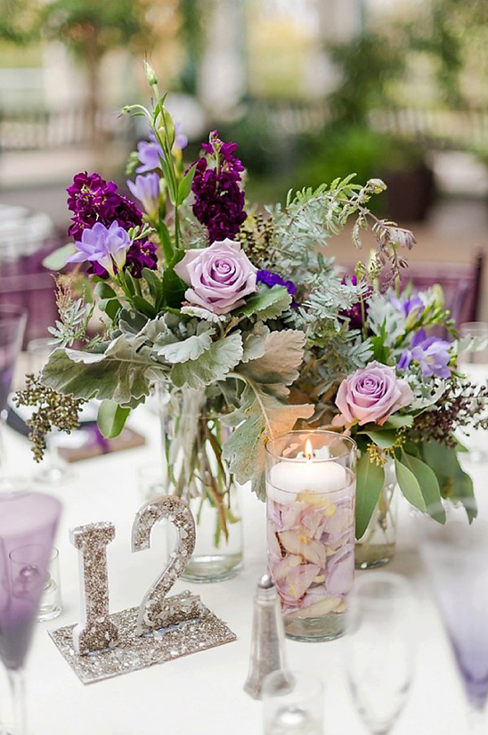 glam purple centerpieces @weddingchicks
