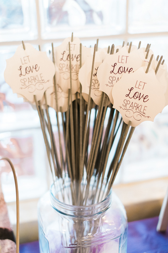 Sparklers with Let Love Sparkle message in a jar for a wedding