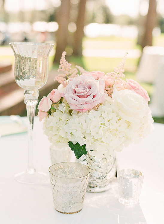 white pink and silver centerpieces @weddingchicks
