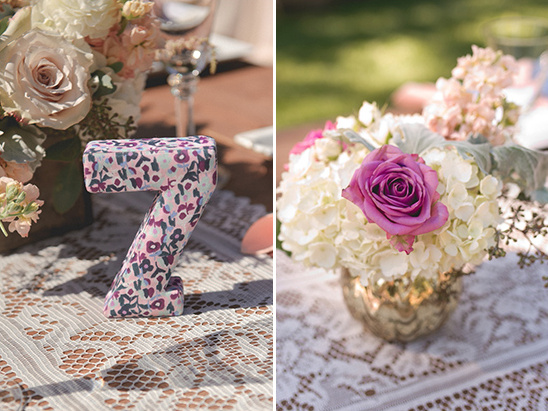 floral patterned table numbers @weddingchicks