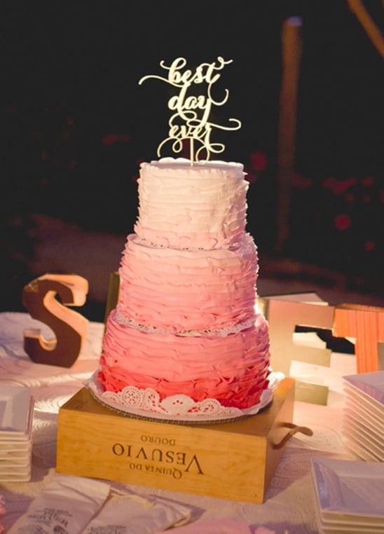 pink ombre wedding cake @weddingchicks