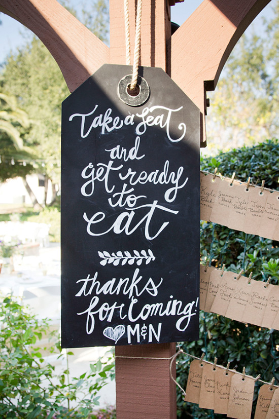 Wedding sign Take a seat and get ready to eat, with thanks for coming!