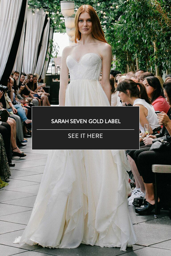 Elegant Sarah Seven wedding dress on the runway for fashion show