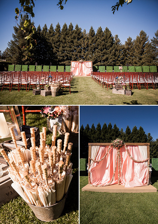 wedding parasols and ceremony backdrop @weddingchicks