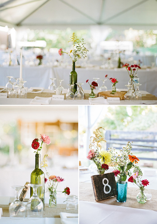 rustic bud vase centerpieces and table numbers @weddingchicks