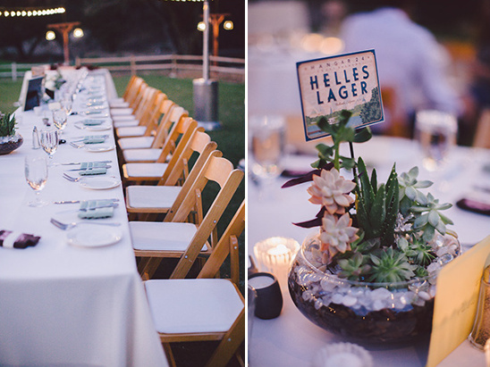 family style seating and succulent centerpiece @weddingchicks