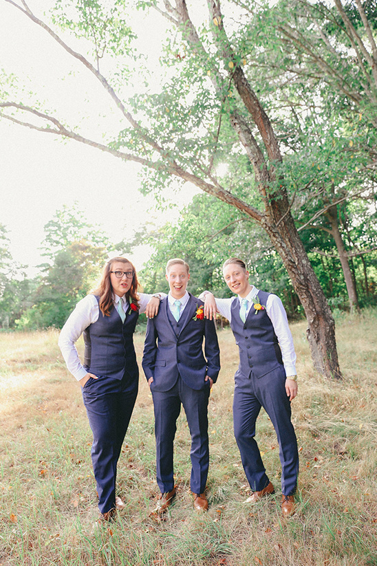 Navy blue suits with teal ties @weddingchicks