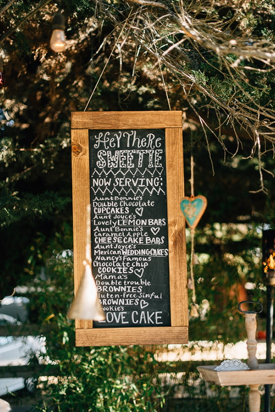 Dessert menu chalk board @weddingchicks