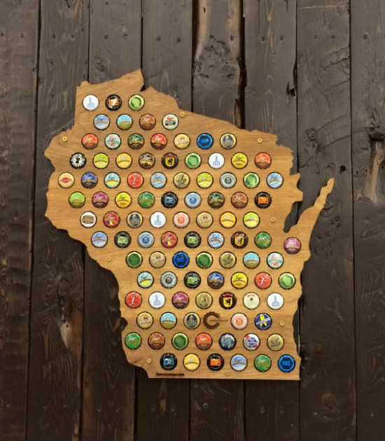 Wisconsin Beer Cap Map @weddingchicks