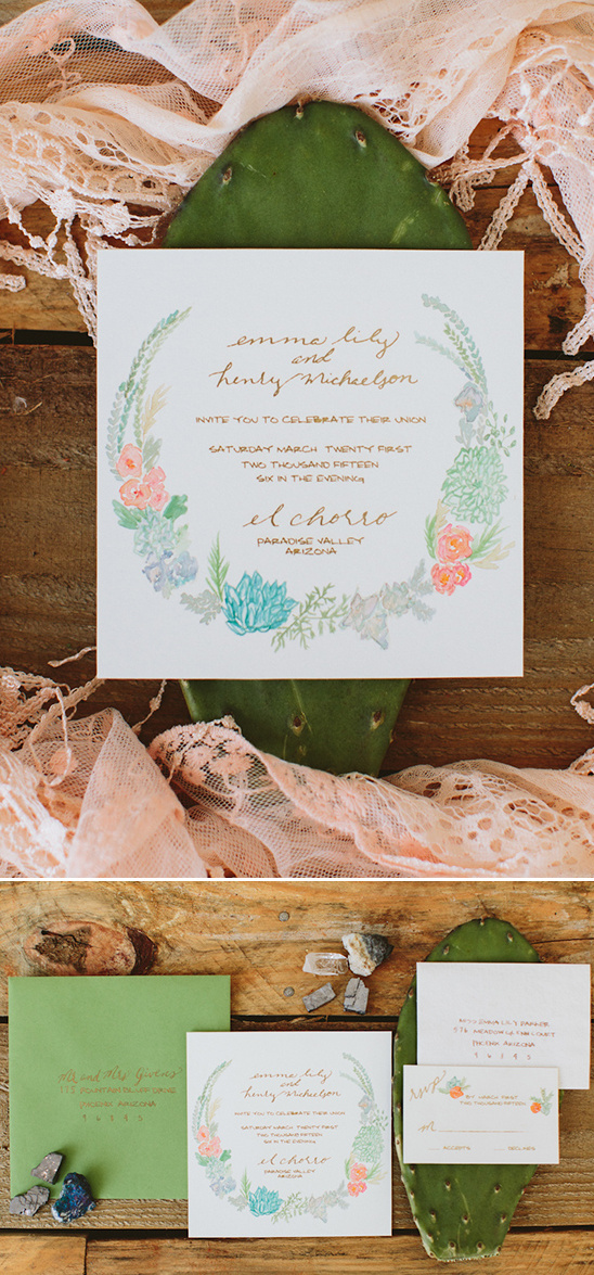 floral watercolor invitations @weddingchicks