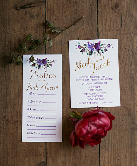 Purple floral wedding invite @weddingchicks