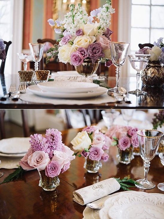 purple and ivory reception roses @weddingchicks