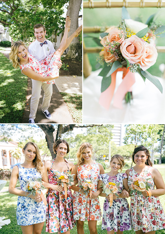 adroable floral printed bridesmaid dresses @weddingchicks