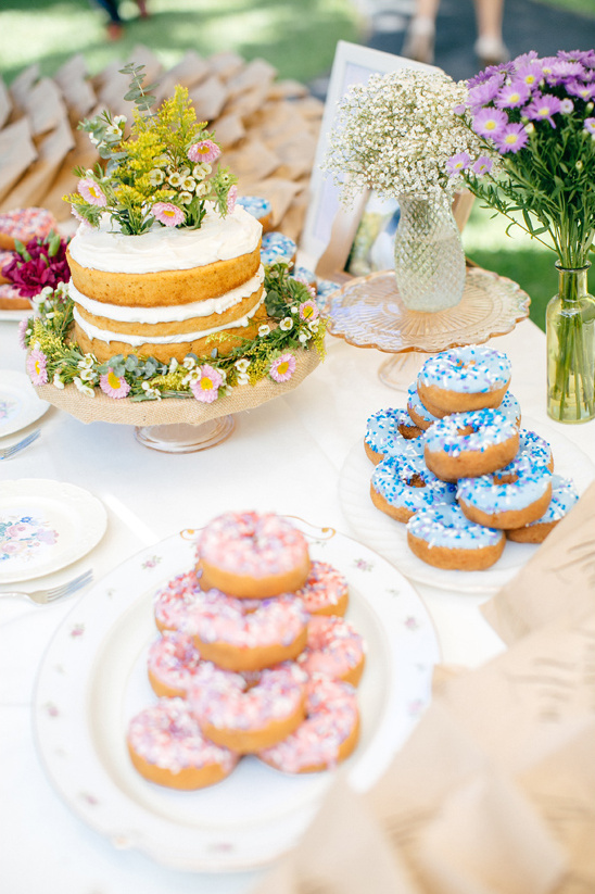 cake and donut table for a morning wedding @weddingchicks