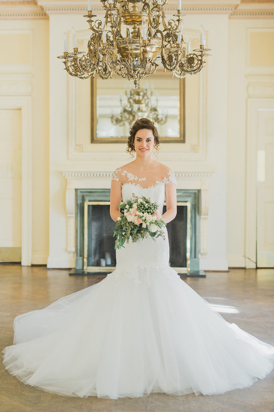 mermaid wedding dress with illusion neckline @weddingchicks