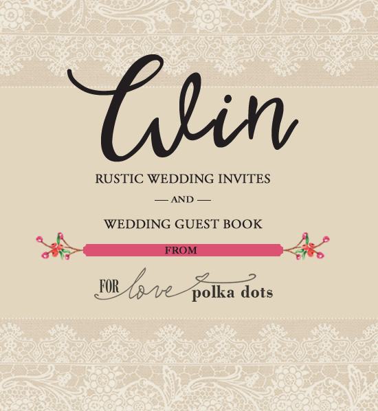 Rustic wedding invitations from For Love Polka Dots