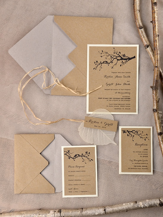 Rustic wedding invitations from For Love Polka Dots