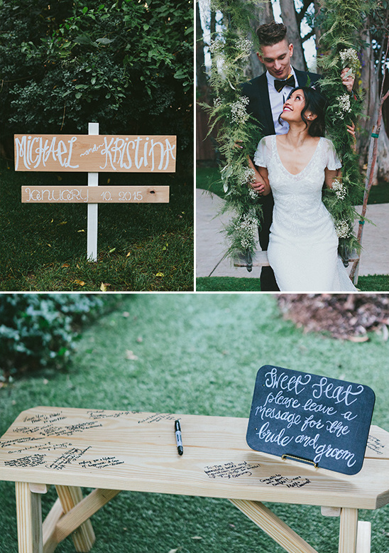 wedding sign and bench @weddingchicks