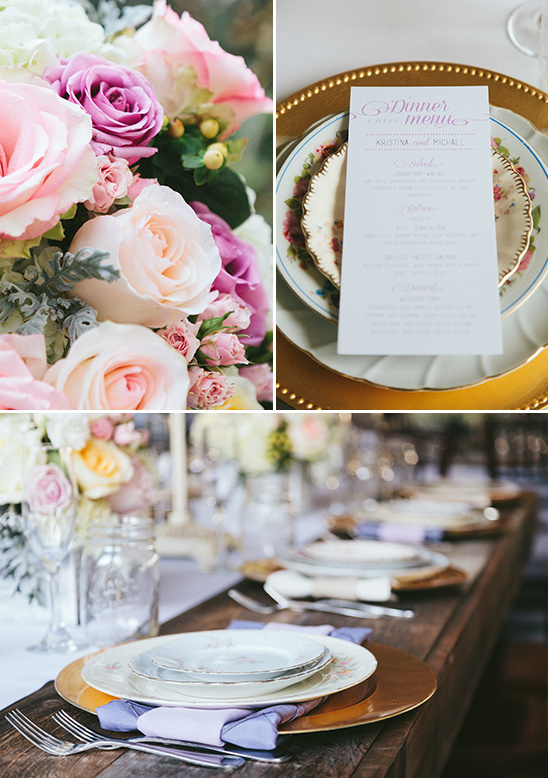 roses and mix and matched china @weddingchicks
