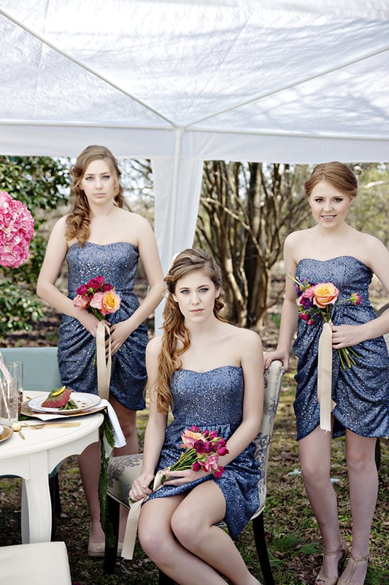 royal blue sparkle bridesmaid dresses @weddingchicks