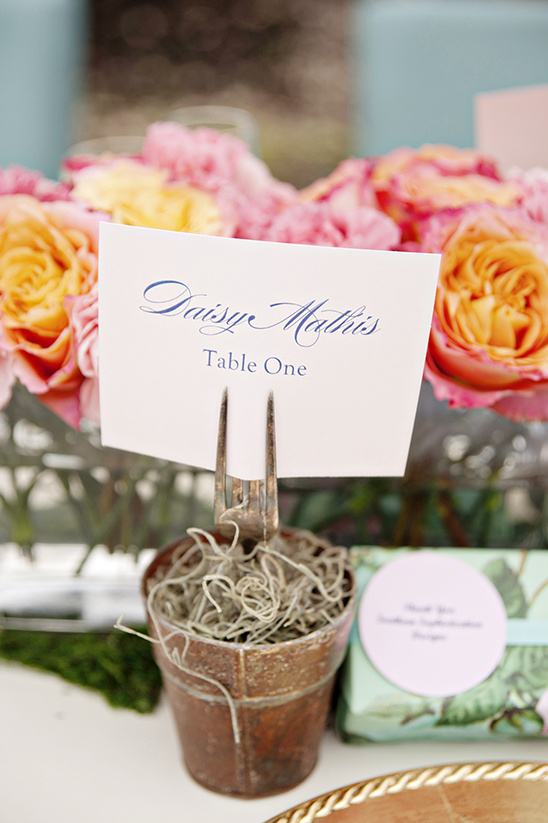 Daisy Mathis Table One place card for rustic wedding