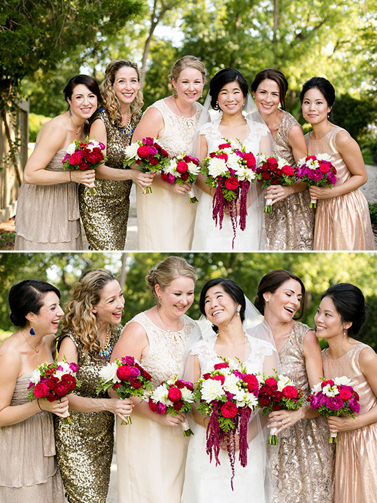 mix n match gold bridesmaid dresses @weddingchicks