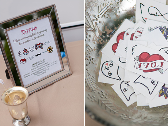 Wedding temporary tattoo station with instructions