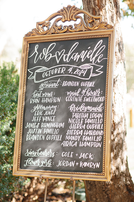 framed chalkboard wedding program @weddingchicks