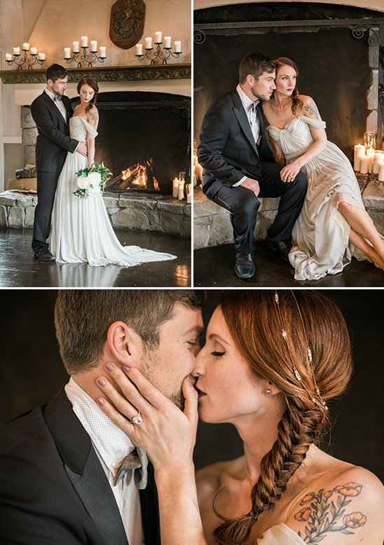 Elegant bride and groom embrace on their wedding day