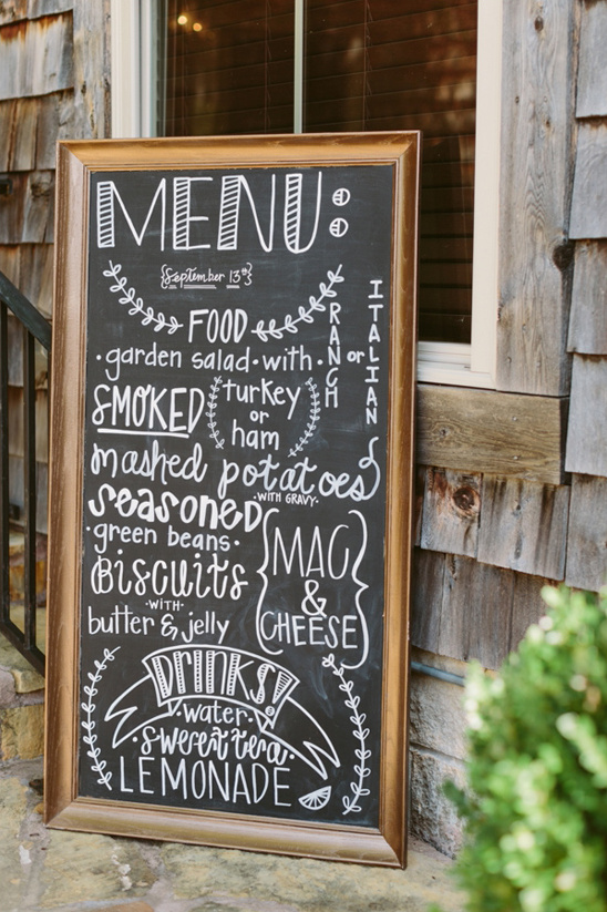 chalkboard menu @weddingchicks