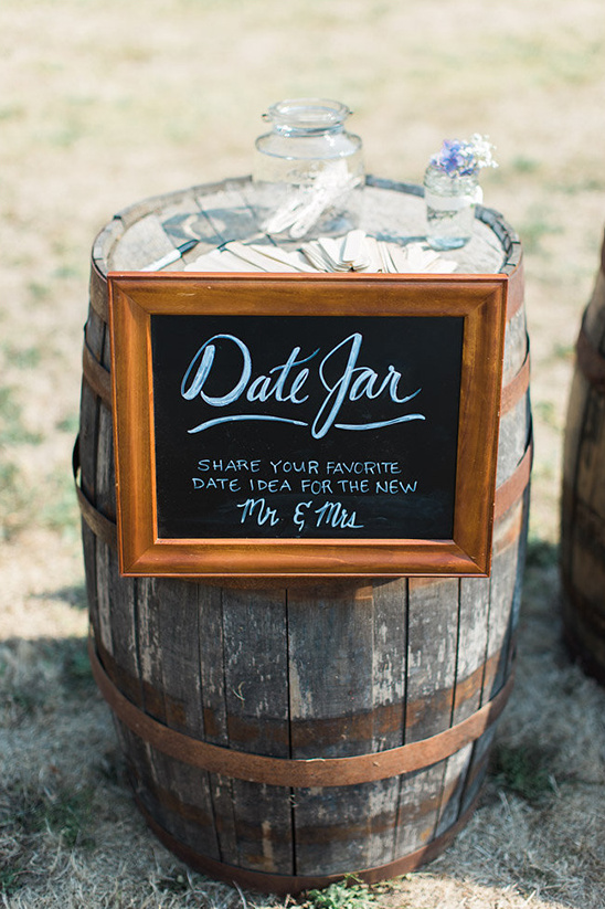 Wedding Date Jar sign on a barrel, charming decoration
