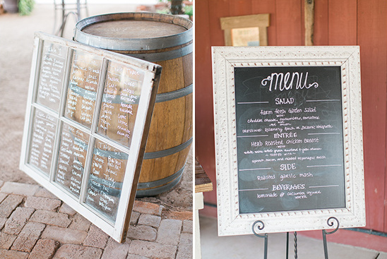 window seating assignment and chalkboard menu @weddingchicks