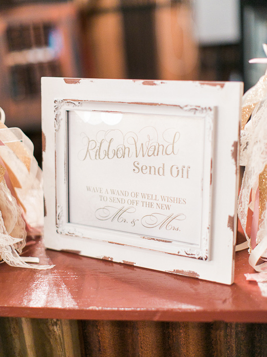 Wedding sign for Ribbon Wand Send Off with decorative frame