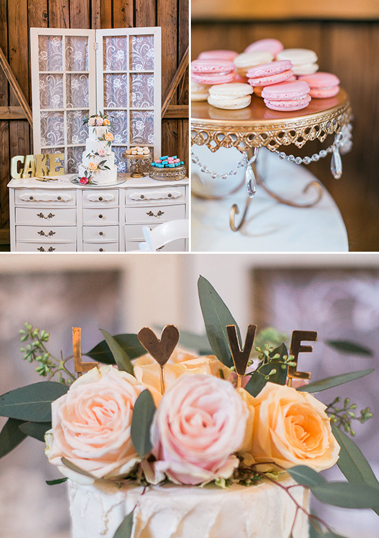 cute love cake topper and shabby chic dessert table @weddingchicks
