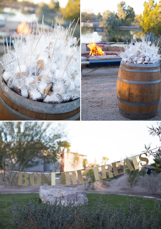 Bonfire treats on display with marshmallows and graham crackers