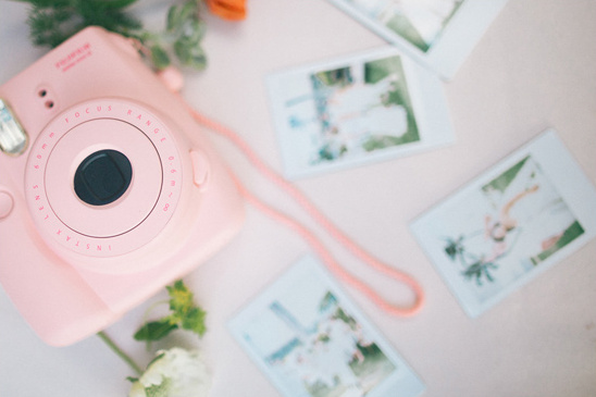 pink polaroid camera for photo guest book @weddingchicks