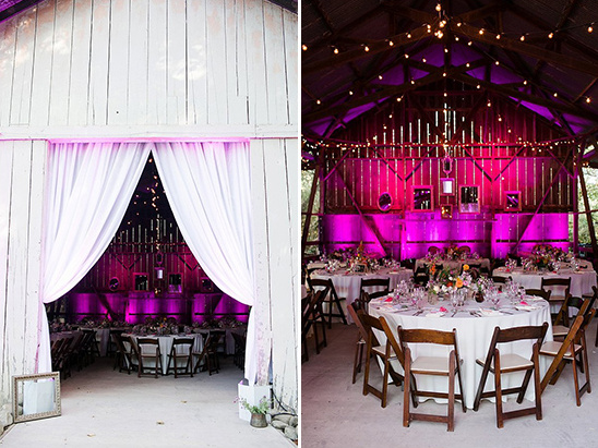 dramatically lit barn reception @weddingchicks