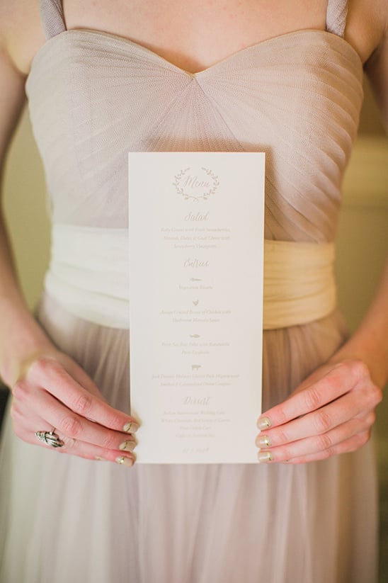 neutral wedding menu @weddingchicks