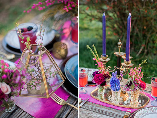 pink and purple table decor @weddingchicks