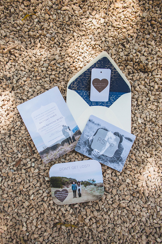 brown blue cream and gold wedding stationery @weddingchicks