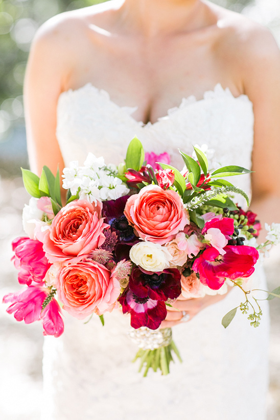 pink coral and fushcia wedding bouquet by Love Life Bloom
